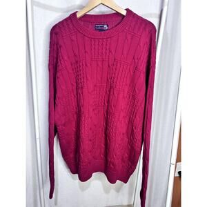 Vintage 90s Roundtree & Yorke Collection Red Cotton Cableknit Sweater